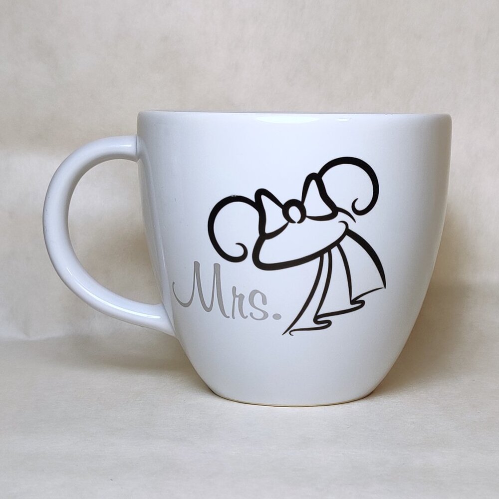 Disney Parks Bride Mrs Mug Minnie Mouse Ear Hat Wedding Marriage Veil Love I Do